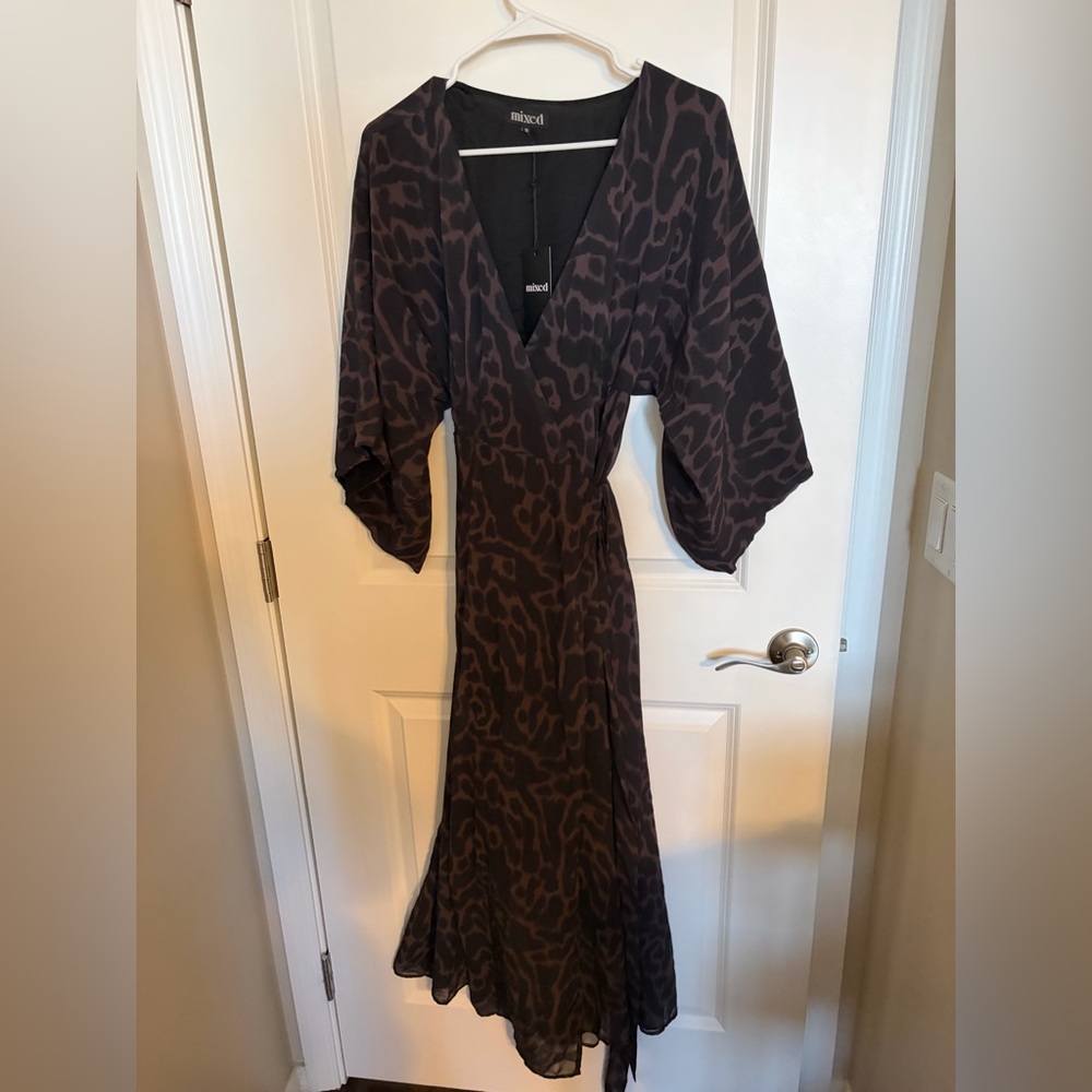 Mixed by Nasrin Asymmetrical Dress in Black and Brown